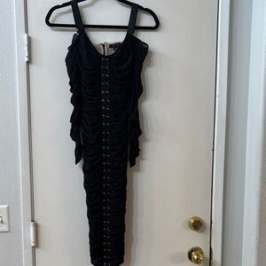 Marciano Elegant Black Ruched Dress